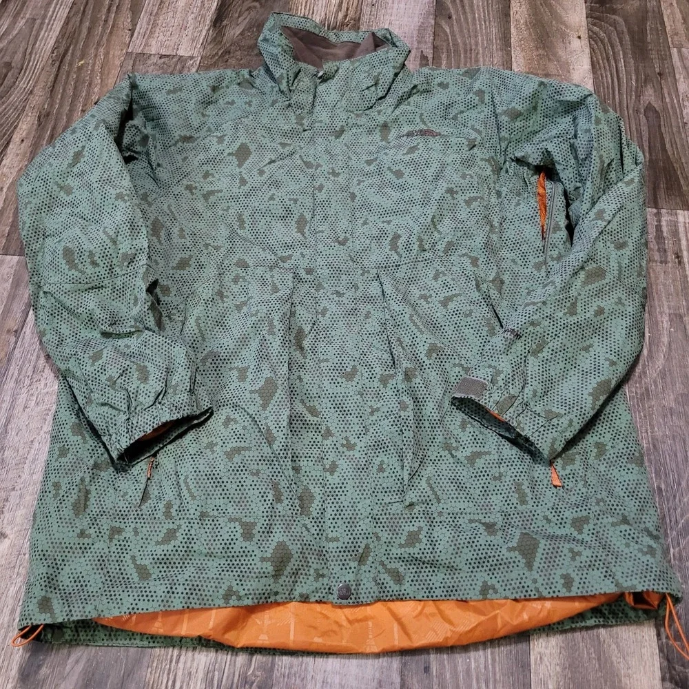 The North Face Green Jacket Size XL Hexagon Pattern Centipede Camouflage